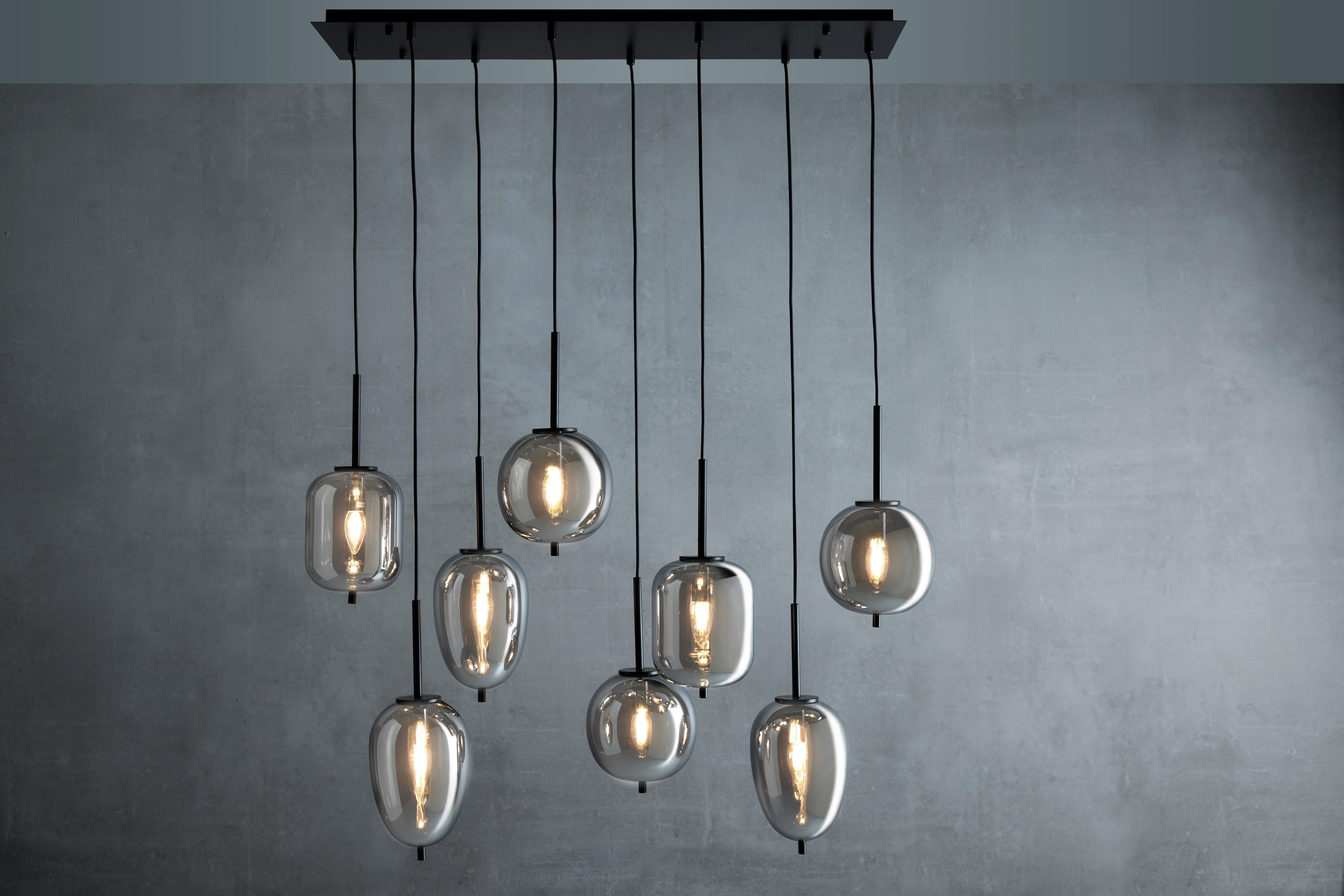 Hängeleuchte Blacky in Grau/Schwarz max. 40 Watt - Schwarz/Grau, MODERN, Glas/Metall (94/34/120cm)