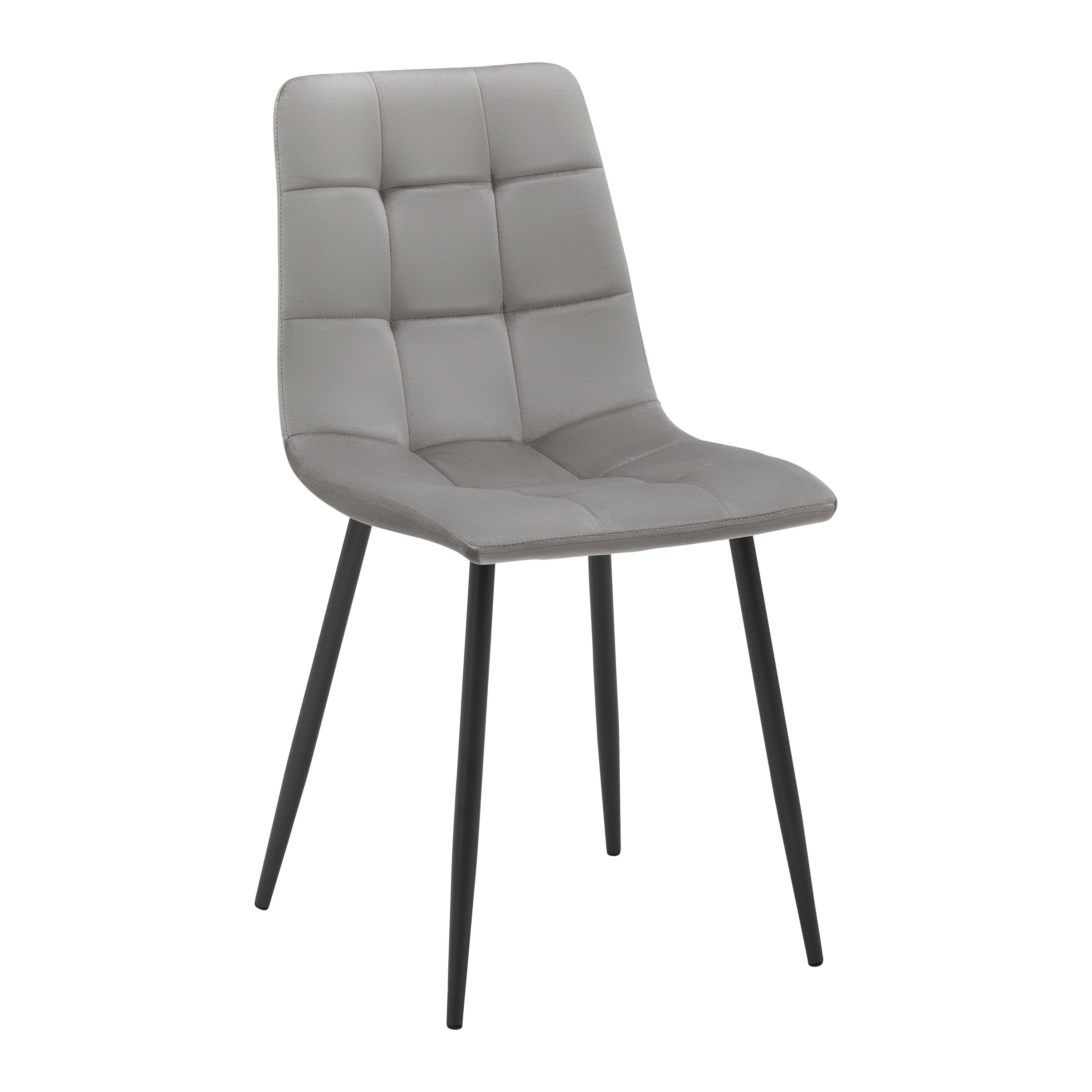 Stol Ria, Siva, Žamet - siva/črna, Moderno, kovina/tekstil (43,5/87/54cm) - Bessagi Home