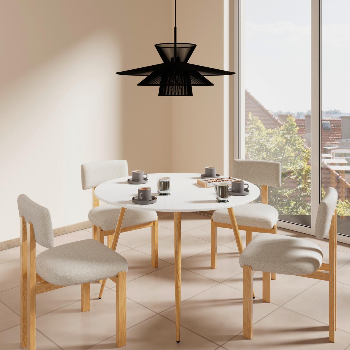 Étkezőasztal John - tölgyfa színű/fehér, Modern, faalapú anyag/fém (90/75cm) - Bessagi Home