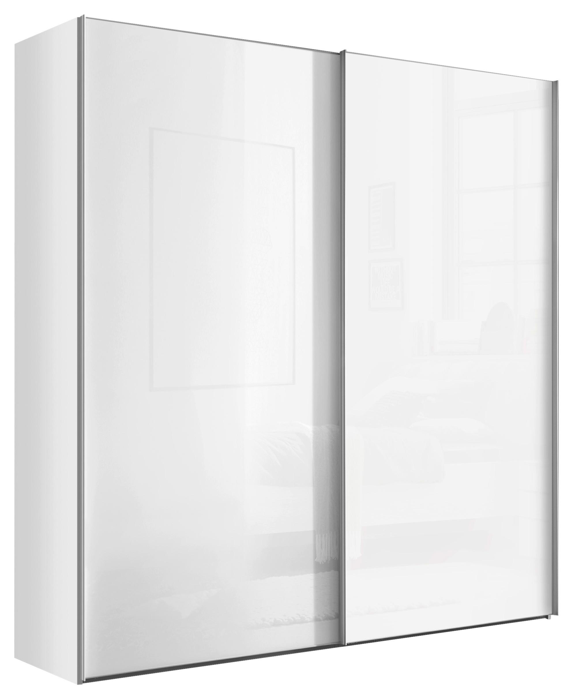 Schwebetürenschrank Lumos Weiss - Weiss/Alufarben, Konventionell, Glas/Holzwerkstoff (200/222/68cm) - Based