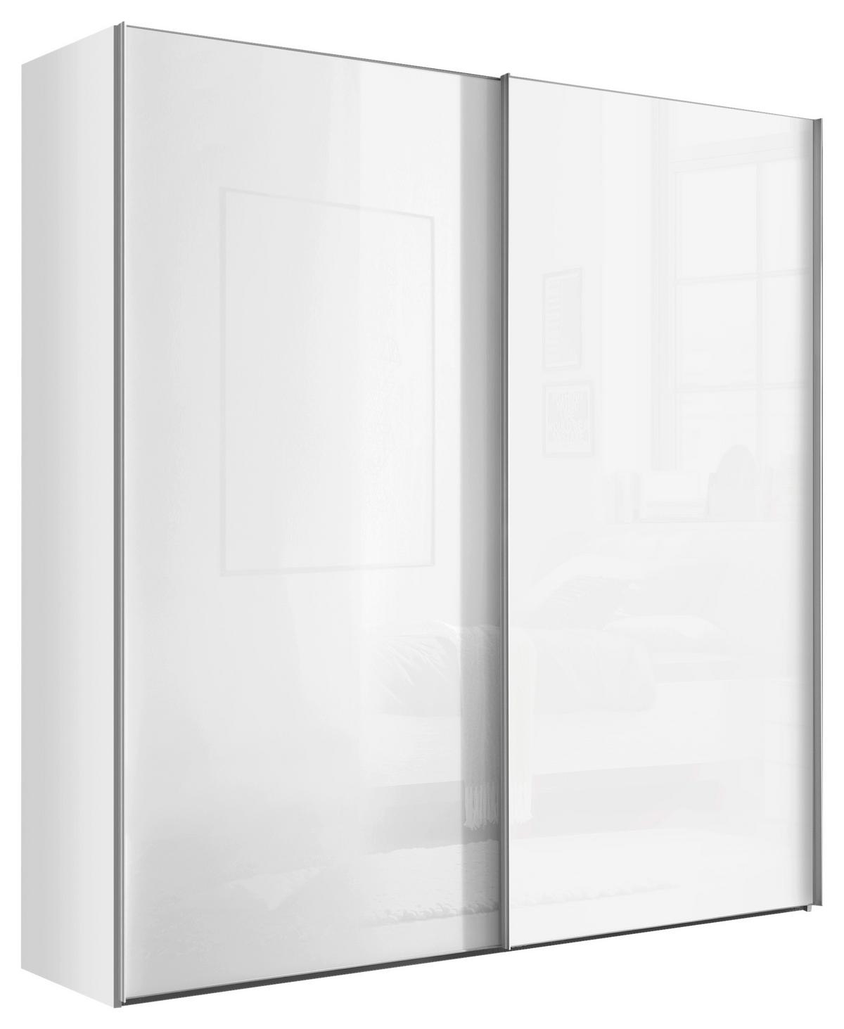 Schwebetürenschrank Lumos Weiss - Weiss/Alufarben, Konventionell, Glas/Holzwerkstoff (200/222/68cm) - Based