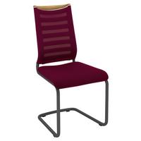 KRZESŁO NA PŁOZIE LILLI - kolor dębowy/bordowy, Design, metal/drewno (47/99/59cm) - Venjakob