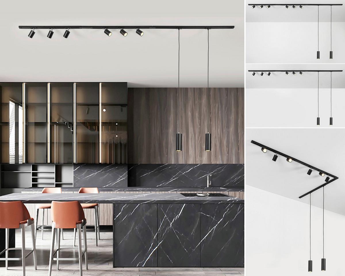 SYSTEM SZYNOWY BINE - czarny/kolor chromowy, Trend, tworzywo sztuczne/metal (262cm) - Novel