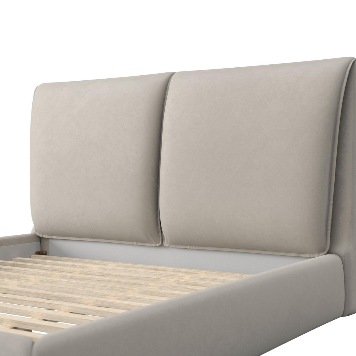 Polsterbett Sophie ca. 180x200 cm Hellgrau - Hellbraun/Silberfarben, Modern, Holz/Textil (180/200cm) - Bessagi Home