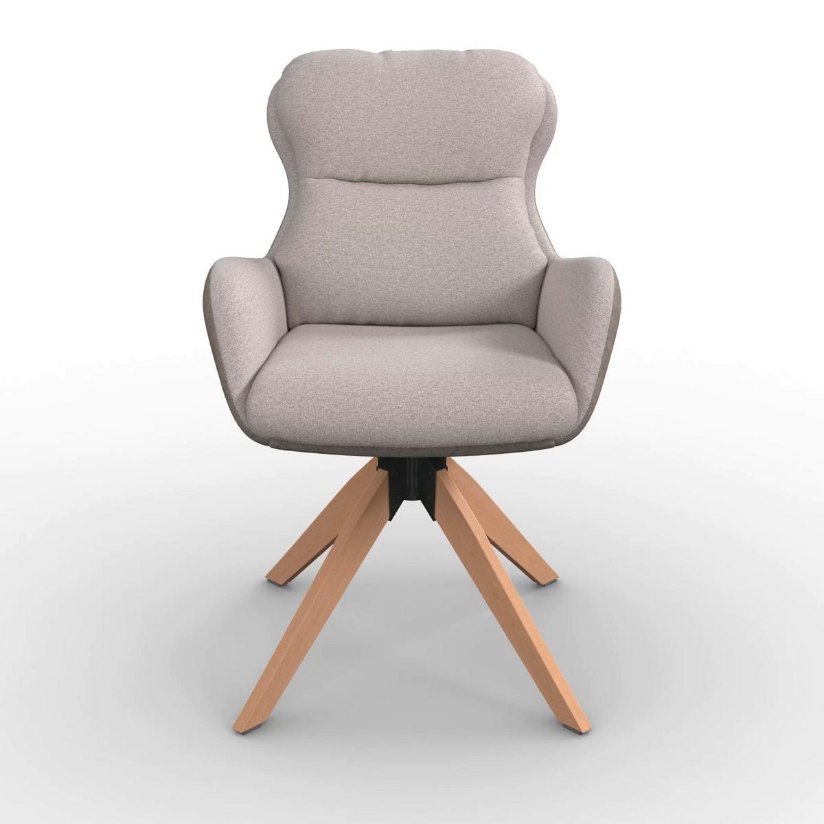 Armlehnstuhl Neelia Greige Webstoff Drehbar Gepolstert - Greige/Naturfarben, MODERN, Holz/Textil (71/60/94cm) - Bessagi Home