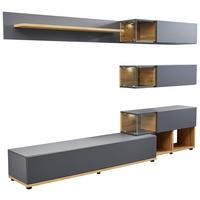 MEBLOŚCIANKA DO SALONU SILK - kolor dębowy/antracytowy, Modern, materiał drewnopochodny/tworzywo sztuczne (240/150/40cm) - Livetastic