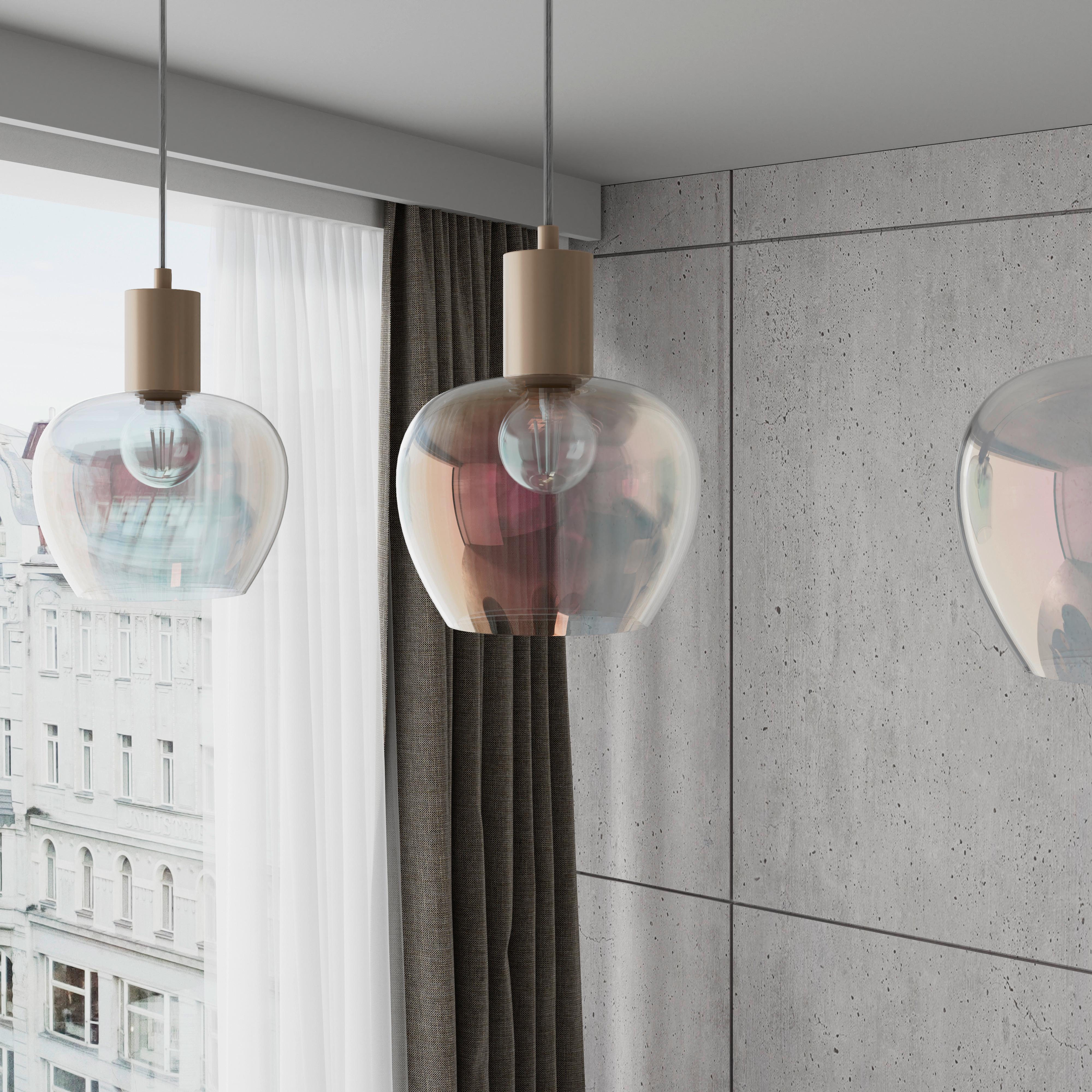 HÄNGLAMPA RENI - champagne/multicolor, Modern, metall/glas (86/18/120cm)