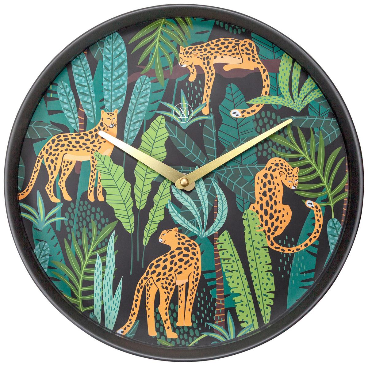 Wanduhr Urban Jungle Multicolor/Schwarz - Multicolor/Schwarz, Basics, Kunststoff (30/30/5,5cm)