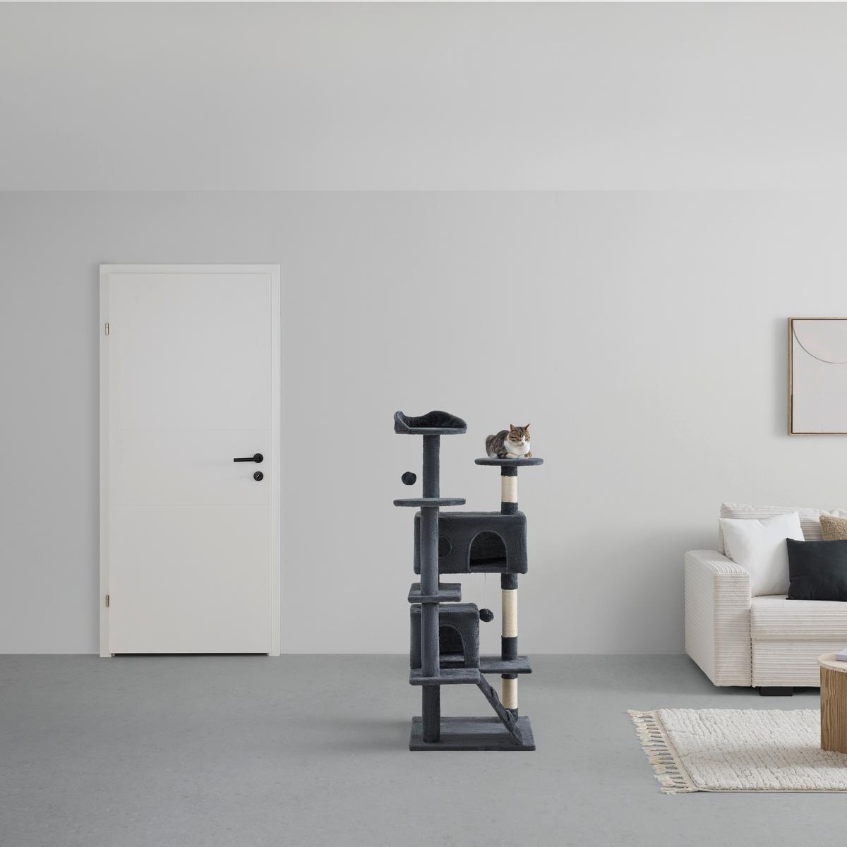 Kratzbaum Muffin Dunkelgrau - Dunkelgrau, KONVENTIONELL, Karton/Holzwerkstoff (49/49/137cm) - Mömax