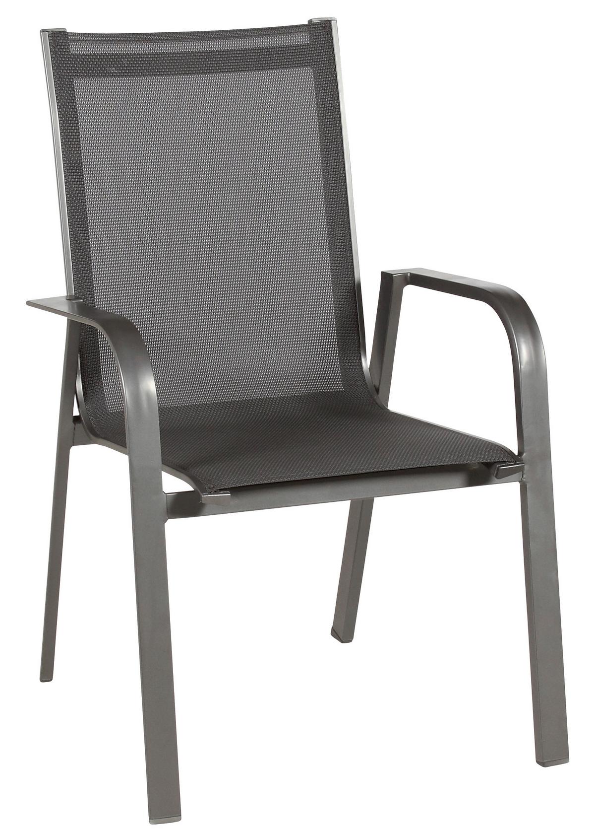 Gartensessel 4er-Set stapelbar Urban Aluminium/Textil - Anthrazit/Schwarz, Basics, Textil/Metall (69/97/62cm) - Acamp