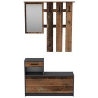 Garderobe ''Tamina'', Anthrazit/Dunkelbraun - Anthrazit/Dunkelbraun, MODERN, Glas/Holzwerkstoff (97/190/25cm) - MID.YOU