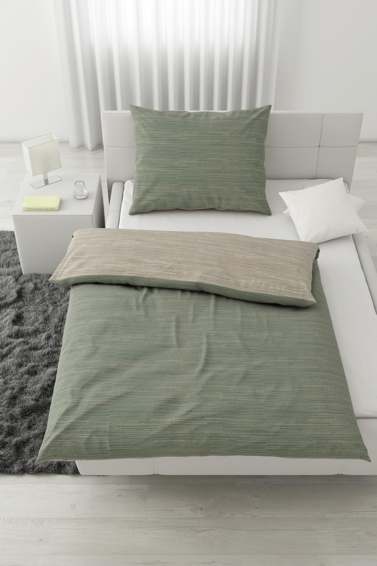 Kétoldalas Ágyneműhuzat Matthias - bézs/zöld, Modern, textil (140/200cm) - Modern Living