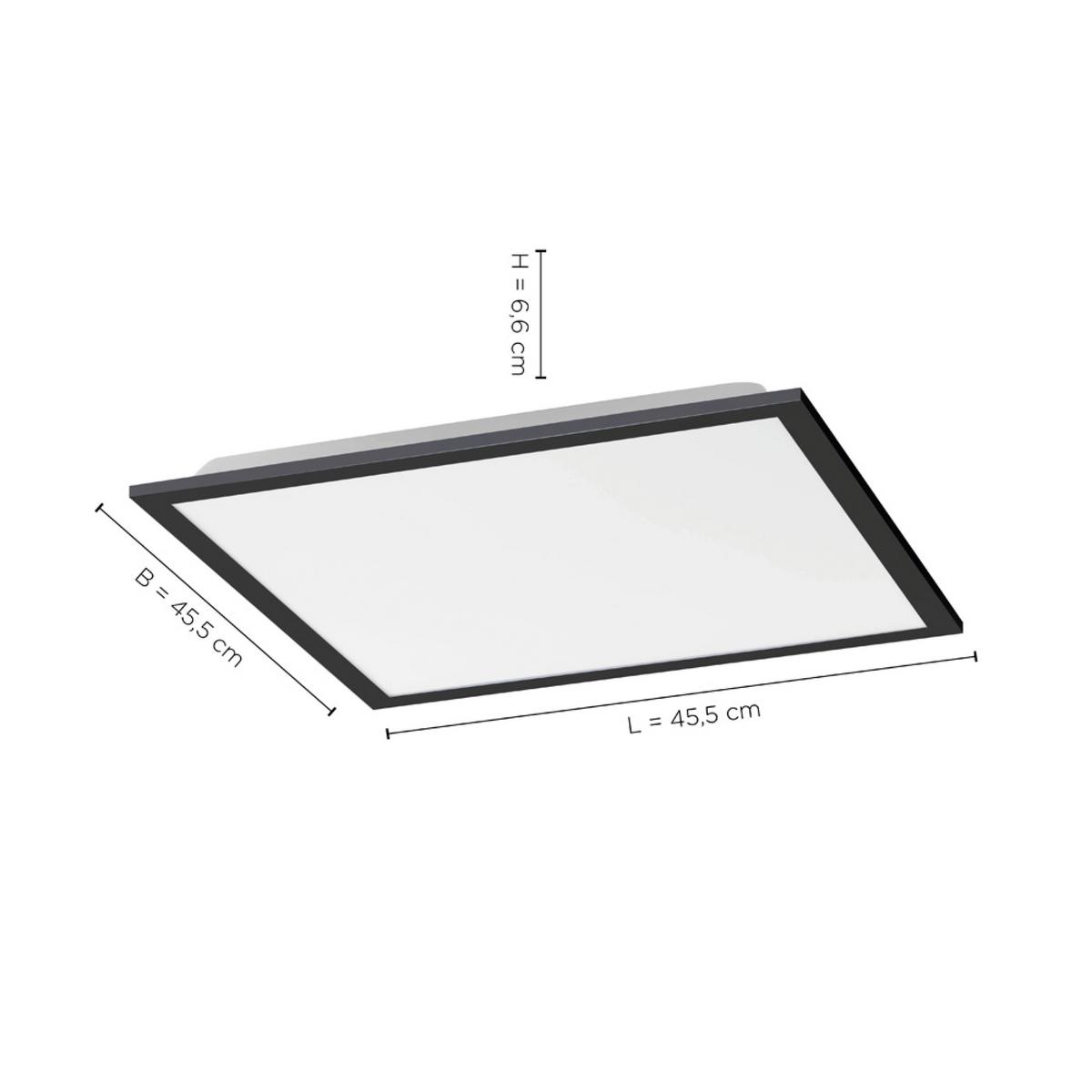 LED-Deckenleuchte Flat max. 23,5 Watt - Schwarz, Basics, Kunststoff/Metall (44,5/44,5/7cm)