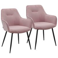 ZESTAW KRZESEŁ Z PODŁOKIETNIK. FOX - różowy/czarny, Design, metal/tkanina (57/85/60cm) - Novel