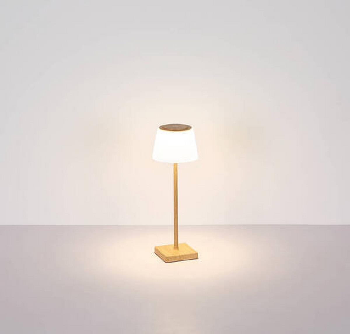 AKKU-TISCHLEUCHTE 58434BB - Schwarz/Braun, Design, Kunststoff/Metall (13/38cm) - Globo
