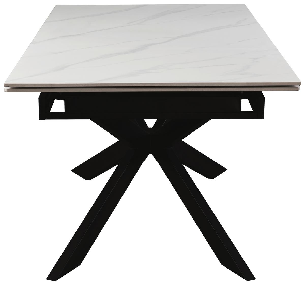 Ausziehtisch Leon Weiß ca. 180-260x90x76cm - Schwarz/Weiß, MODERN, Keramik/Metall (180-260/90/76cm) - Premium Living