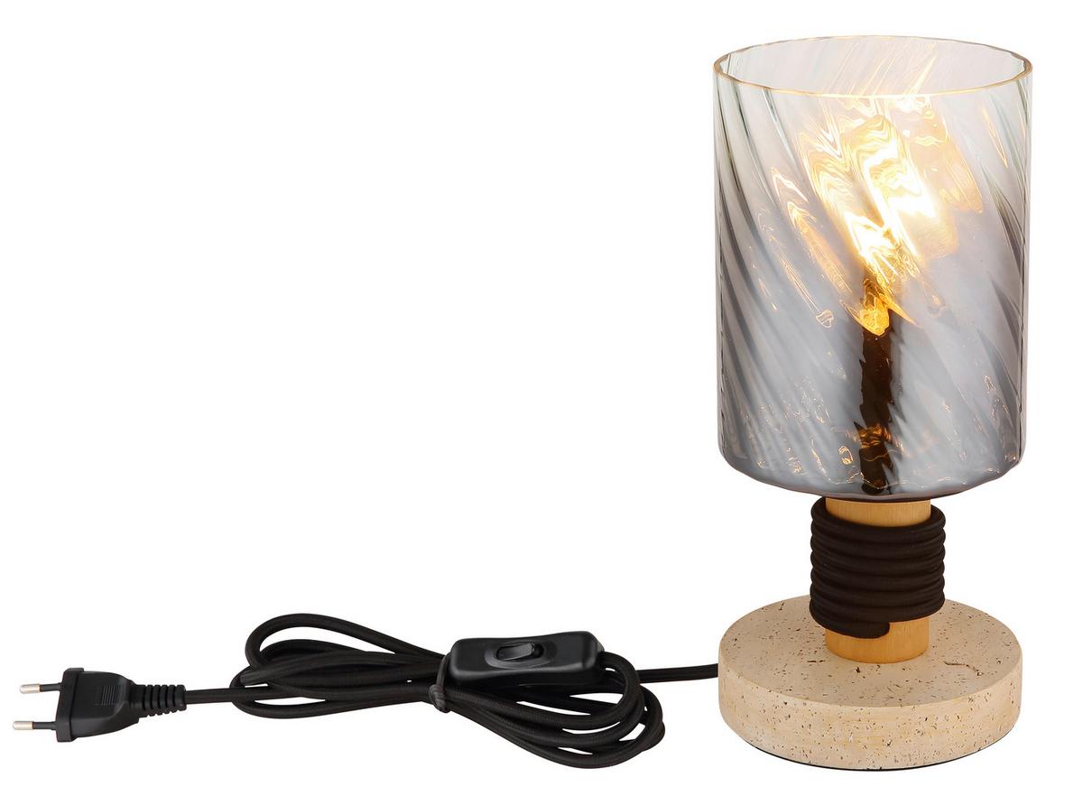 TISCHLEUCHTE 15777T  OSBORNE - Klar/Schwarz, Design, Glas/Holz (12/25,4cm) - Globo