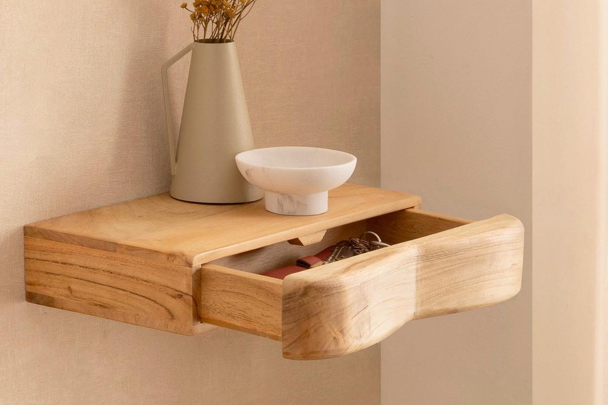 Nachttisch Wl7.841 - Akaziefarben, Design, Holz (40/8/20cm) - Livetastic