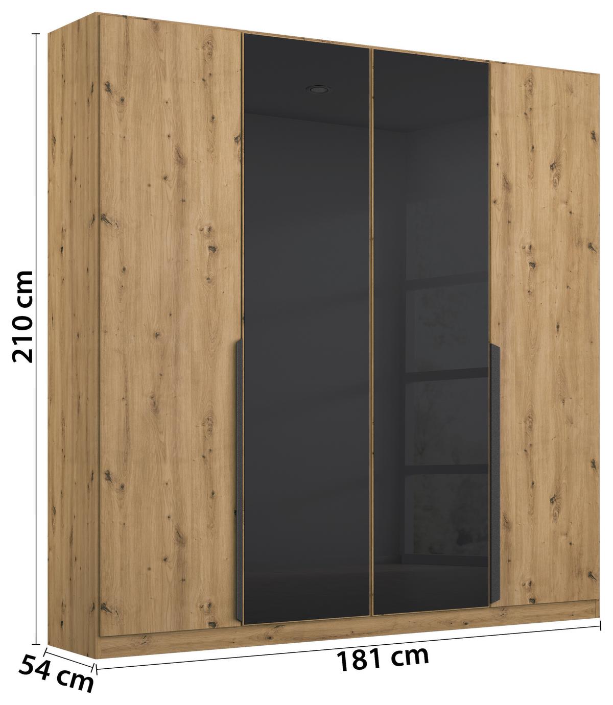 DULAP USI ROTATIVE ARTEMIS - stejar Artisan/antracit, Modern, sticlă/material pe bază de lemn (181/210/54cm) - Modern Living