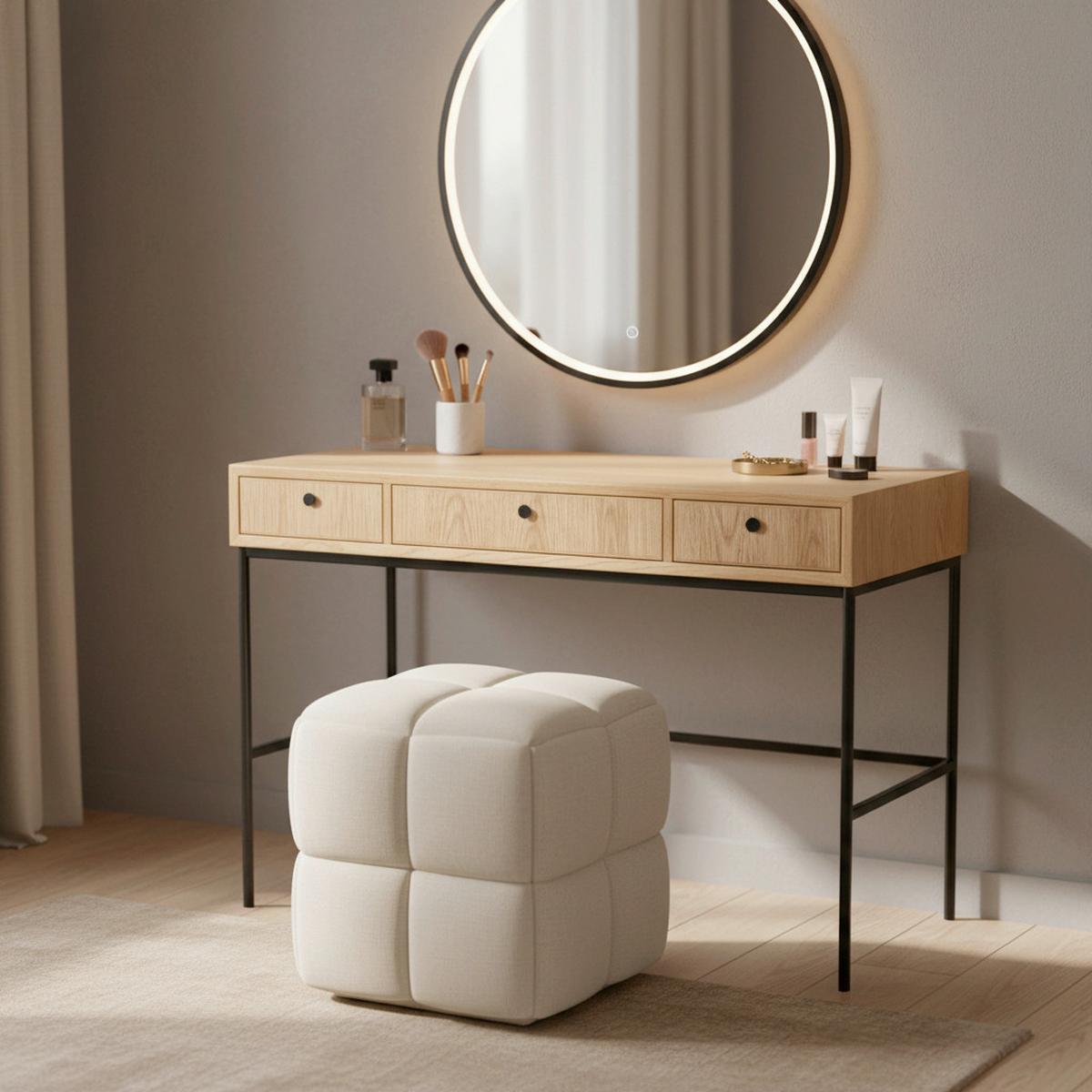 Konsolentisch Milano Esche/Schwarz MDF - Eschefarben, MODERN, Holz/Metall (120/40/77cm) - Bessagi Home