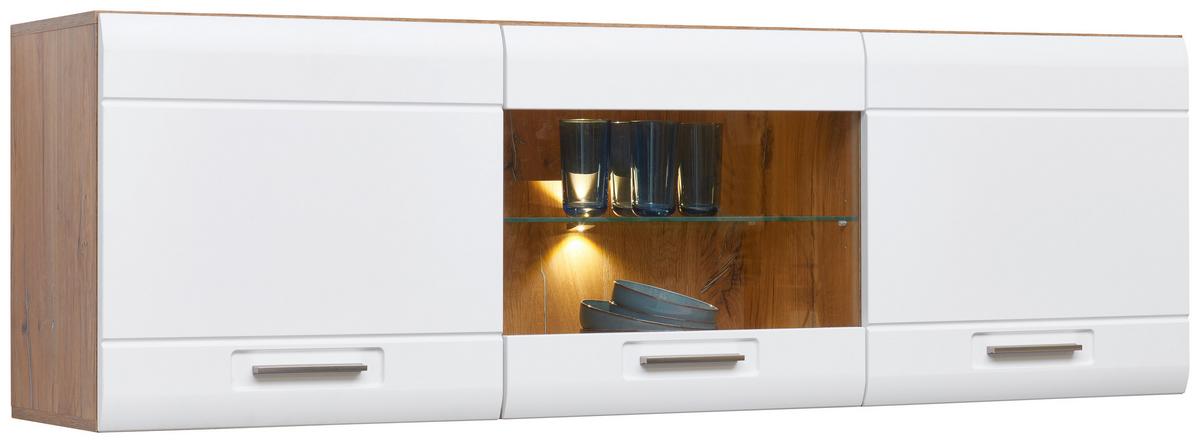 Vitrină suspendată AURIS - alb, Modern, sticlă/material pe bază de lemn (164,3/52/37,1cm) - Modern Living