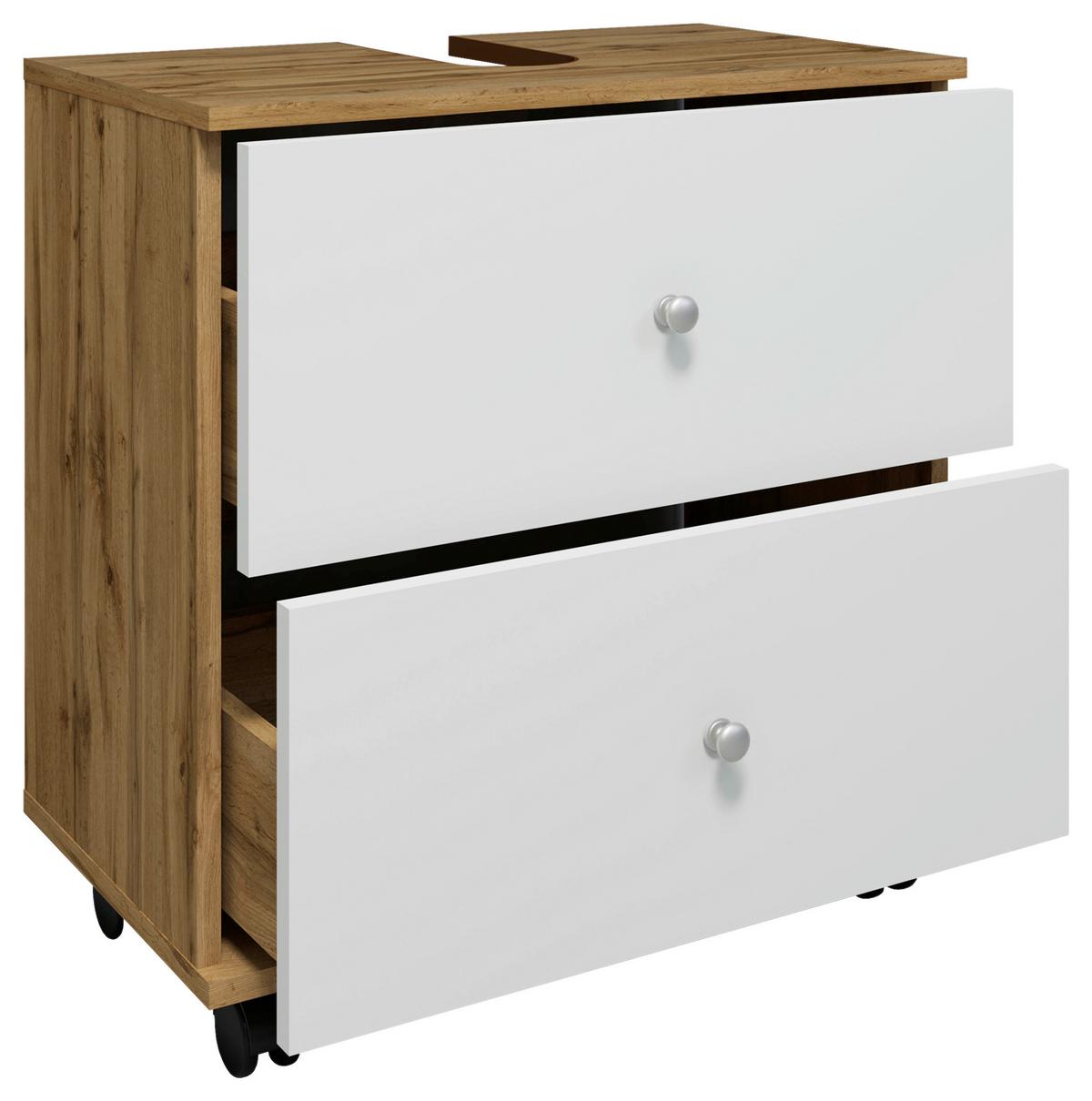 WASCHBECKENUNTERSCHRANK NILOSI L - Honigeiche/Weiss, Modern, Holzwerkstoff/Kunststoff (60/61/33cm) - MID.YOU