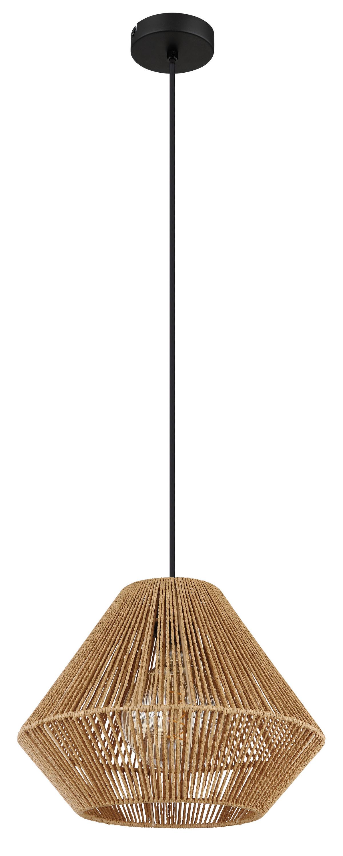 Hängeleuchte Houdini Naturfarben max. 15 Watt - Schwarz/Naturfarben, Natur, Naturmaterialien/Kunststoff (35/120cm) - Globo