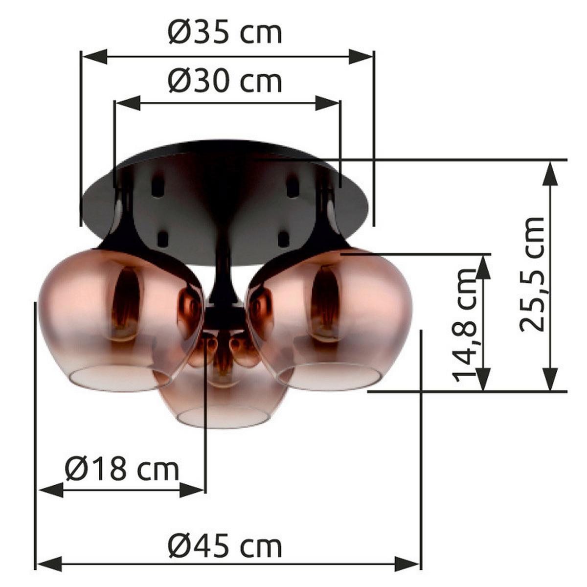 LAMPA SUFITOWA LUISE - czarny/kolor miedziany, Design, metal/szkło (45/25,5cm) - Collet's Monde
