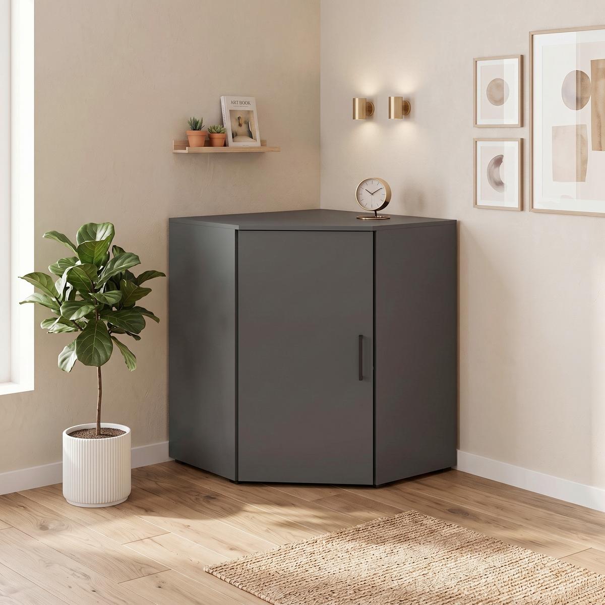 Ugaona Komoda Multi - crna/grafitno siva, Moderno, pločasti materijal/plastika (71,5/71,5cm) - Modern Living
