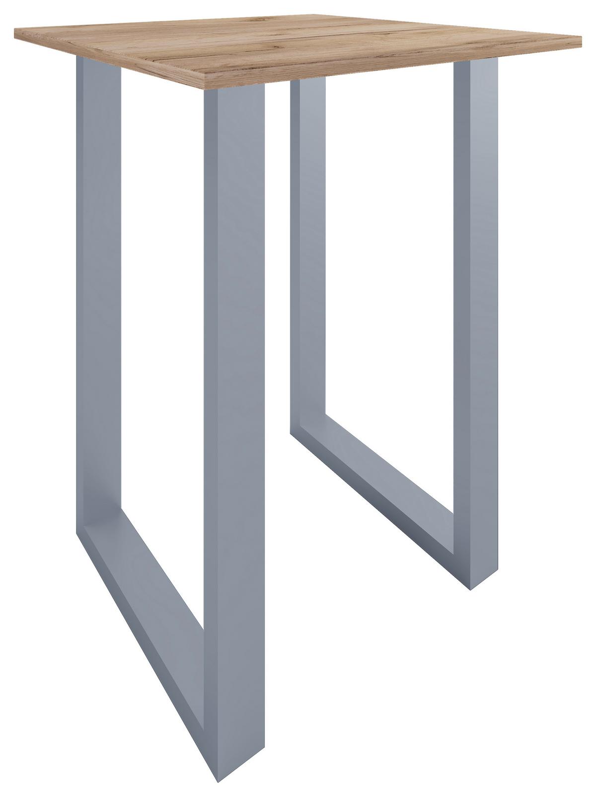 Bartisch XONA Silber/ Honigeiche ca.80x102x80cm - Honigeiche/Silberfarben, KONVENTIONELL, Holzwerkstoff/Metall (80/80/102cm)