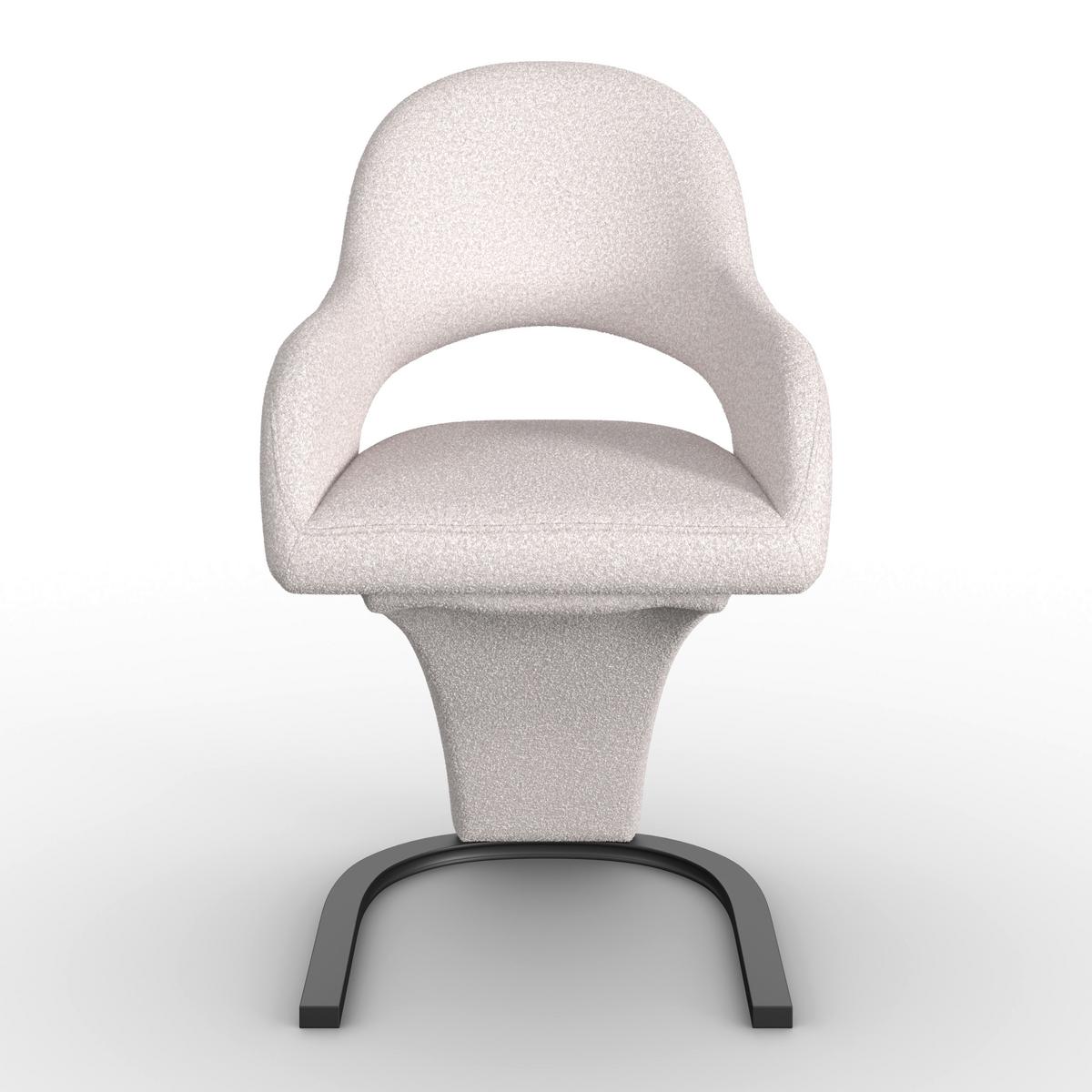 Armlehnstuhl Aria Creme Bouclé Gepolstert - Creme/Schwarz, MODERN, Holz/Textil (54/82/62cm) - Bessagi Home