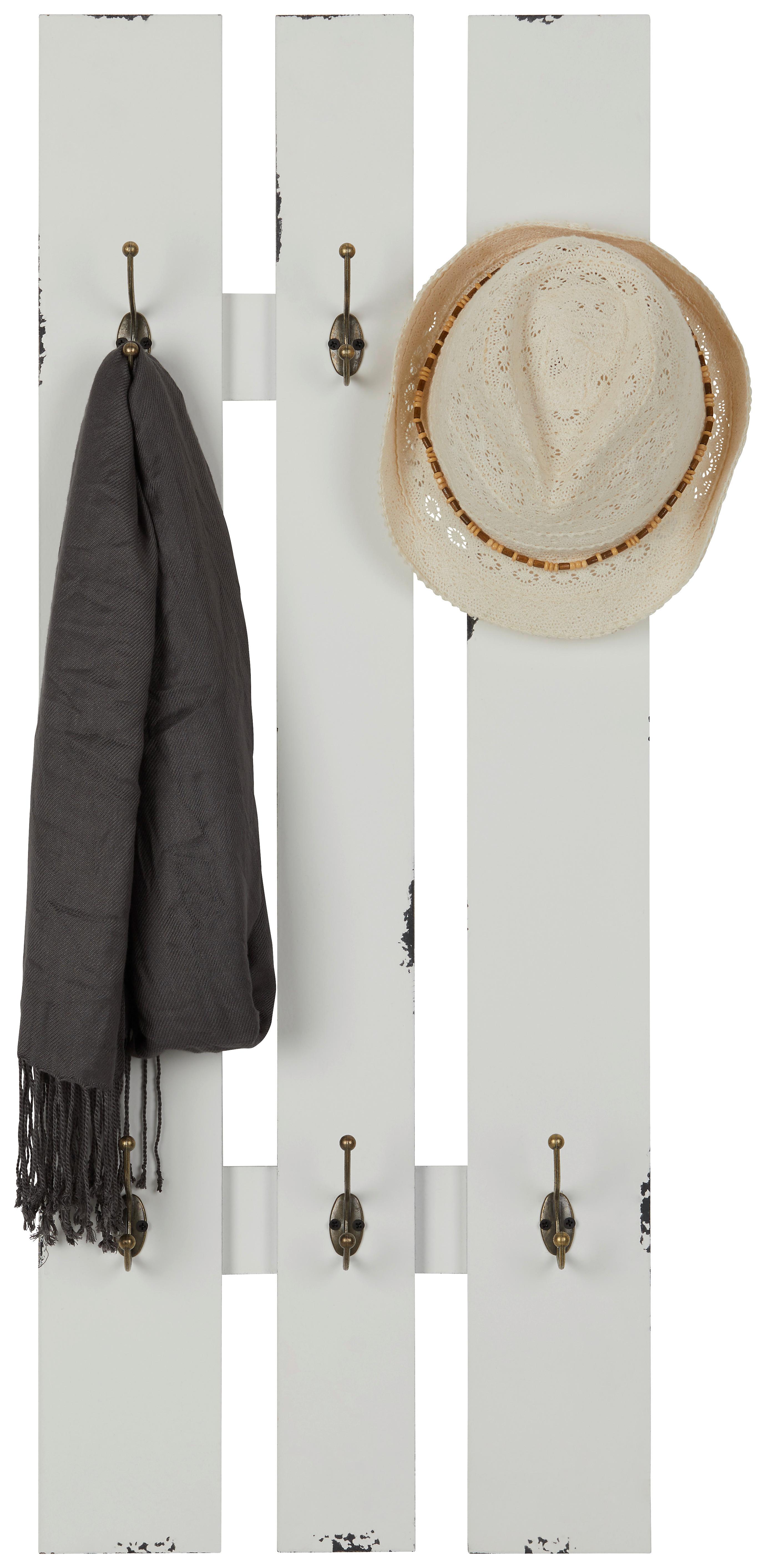 Fali Fogas 6 Akasztóval Marta Small - fehér, Romantik / Landhaus, faalapú anyag (40/100/9cm) - Best Price