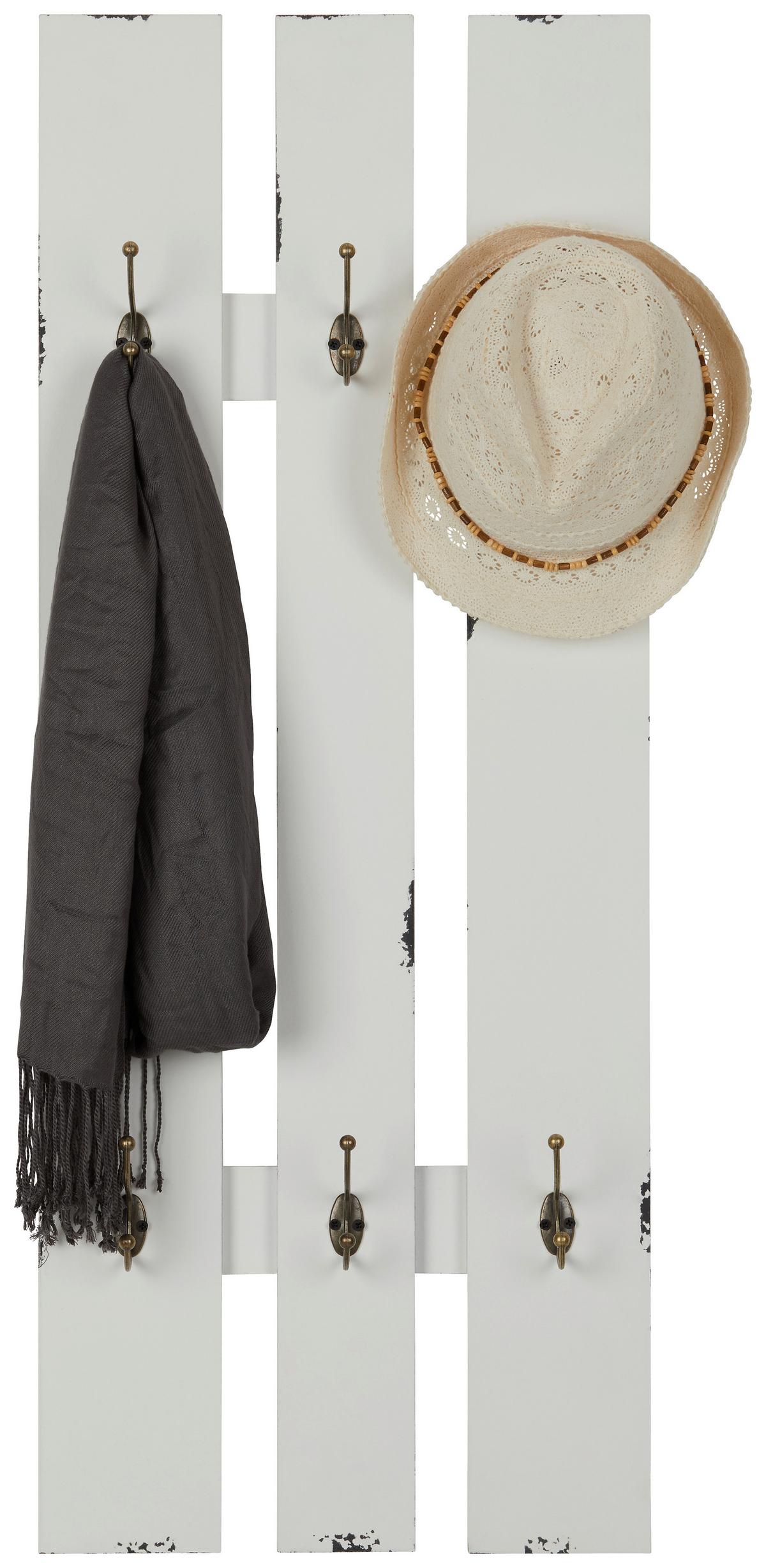 Fali Fogas 6 Akasztóval Marta Small - fehér, Romantik / Landhaus, faalapú anyag (40/100/9cm) - Best Price