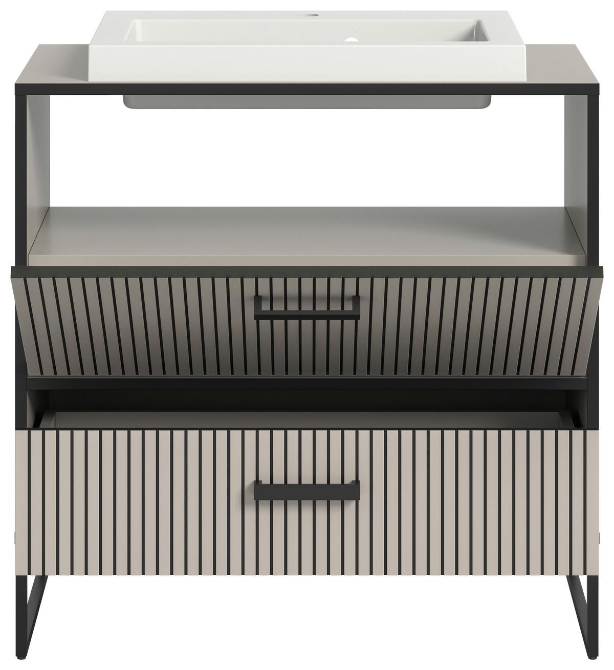 Waschtischkombi BAGNO ca.80x84x48cm Kaschmir - Kaschmir/Schwarz, MODERN, Holzwerkstoff/Metall (80/84/48cm) - MID.YOU