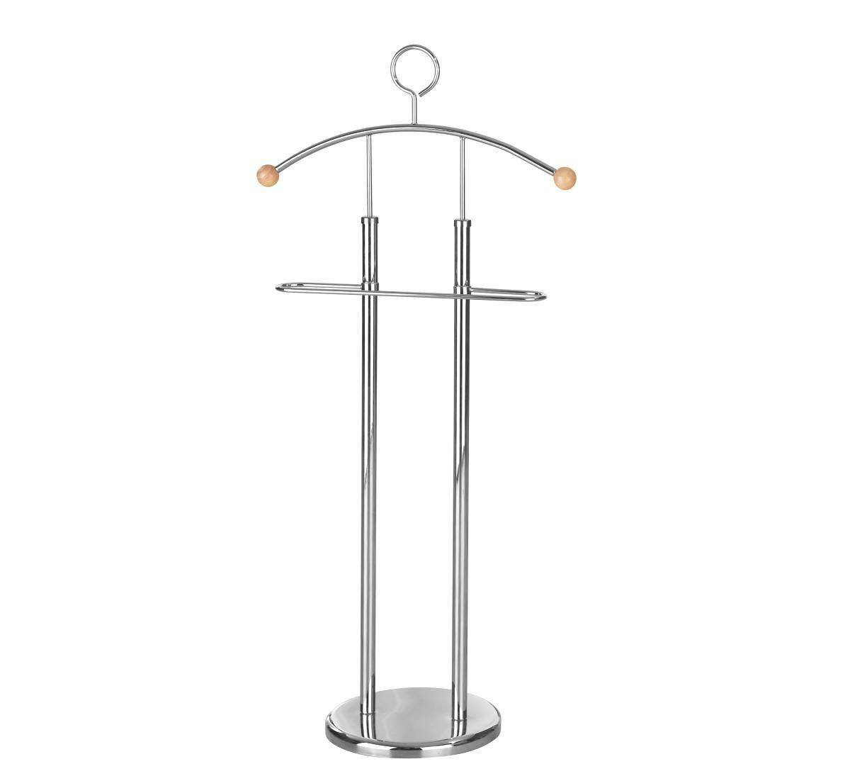 Herrendiener in Chromfarben - Chromfarben/Buchefarben, Konventionell, Holz/Metall (28/113cm) - Mömax