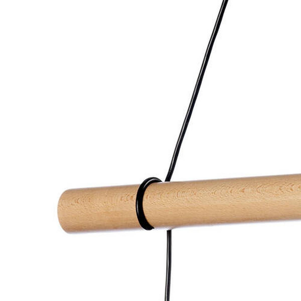 Hängeleuchte Baldo Schwarz/Hellbraun max. 22 Watt - Hellbraun/Schwarz, Natur, Holz/Textil (60/24/90cm)