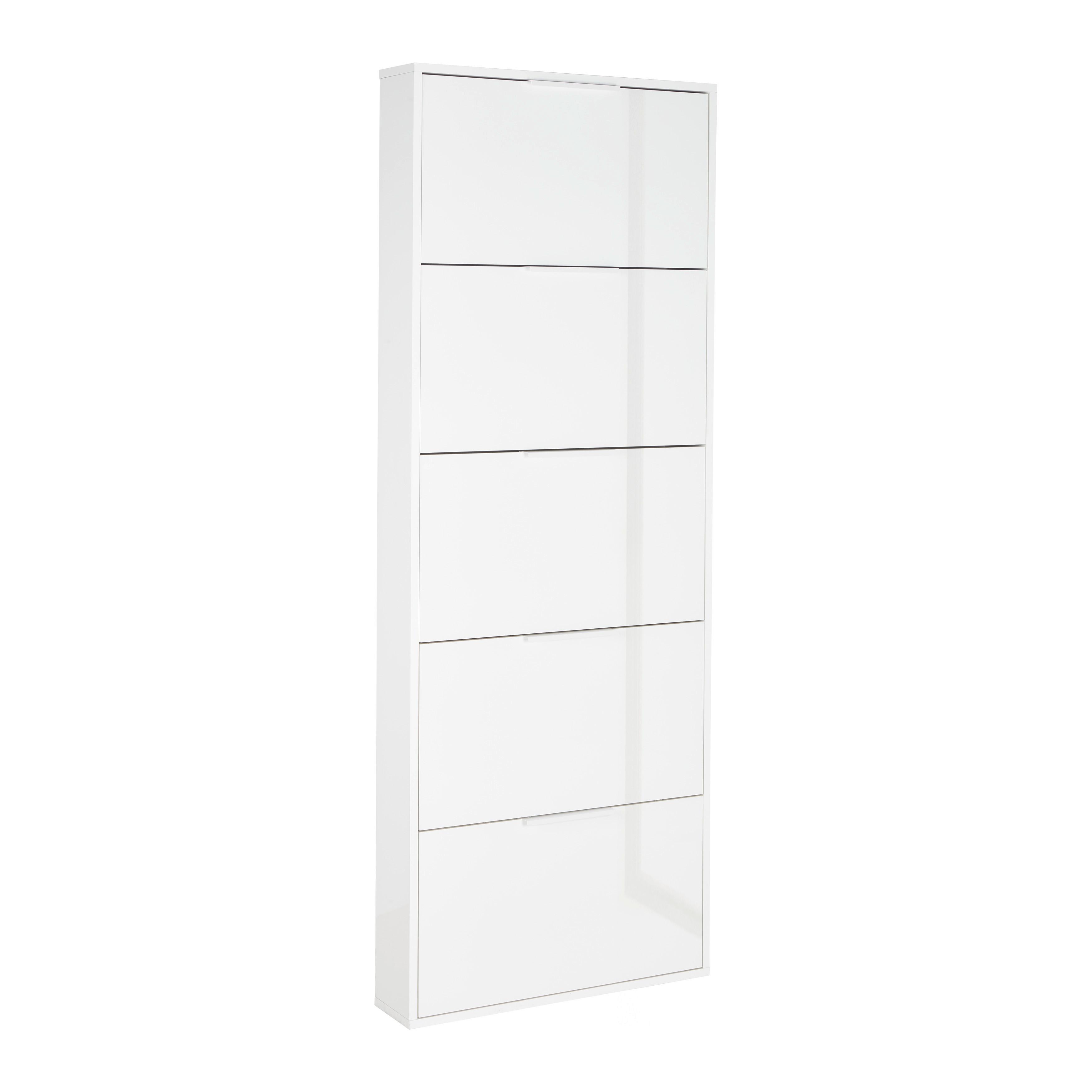 SKOSKÅP ESPRESSO - vit högglans, Klassisk, trämaterial (65/174/15cm) - Mömax