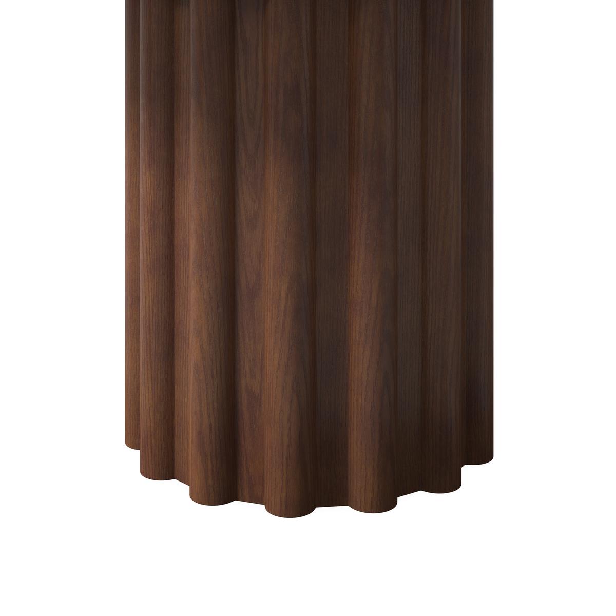 Jedilna Miza Zelia, Rjava, Ø 120cm - barva oreha/rjava, Moderno, steklo/leseni material (120/75/120cm) - Bessagi Home