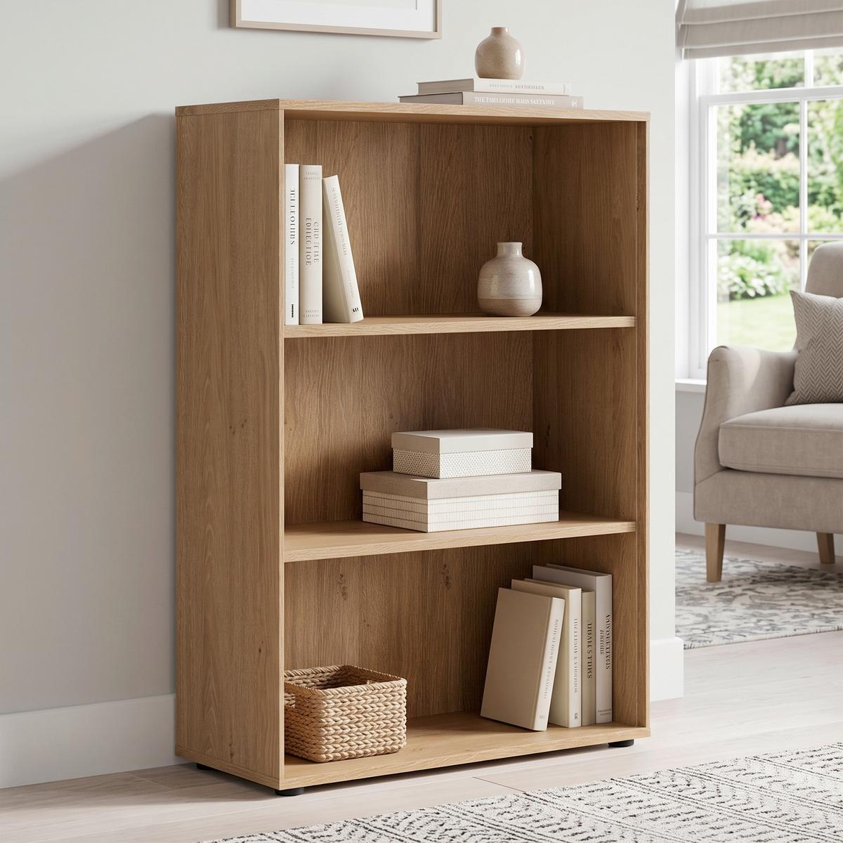 Polica Calzado - boja hrasta/crna, Moderno, pločasti materijal/plastika (75/100/35cm) - Modern Living