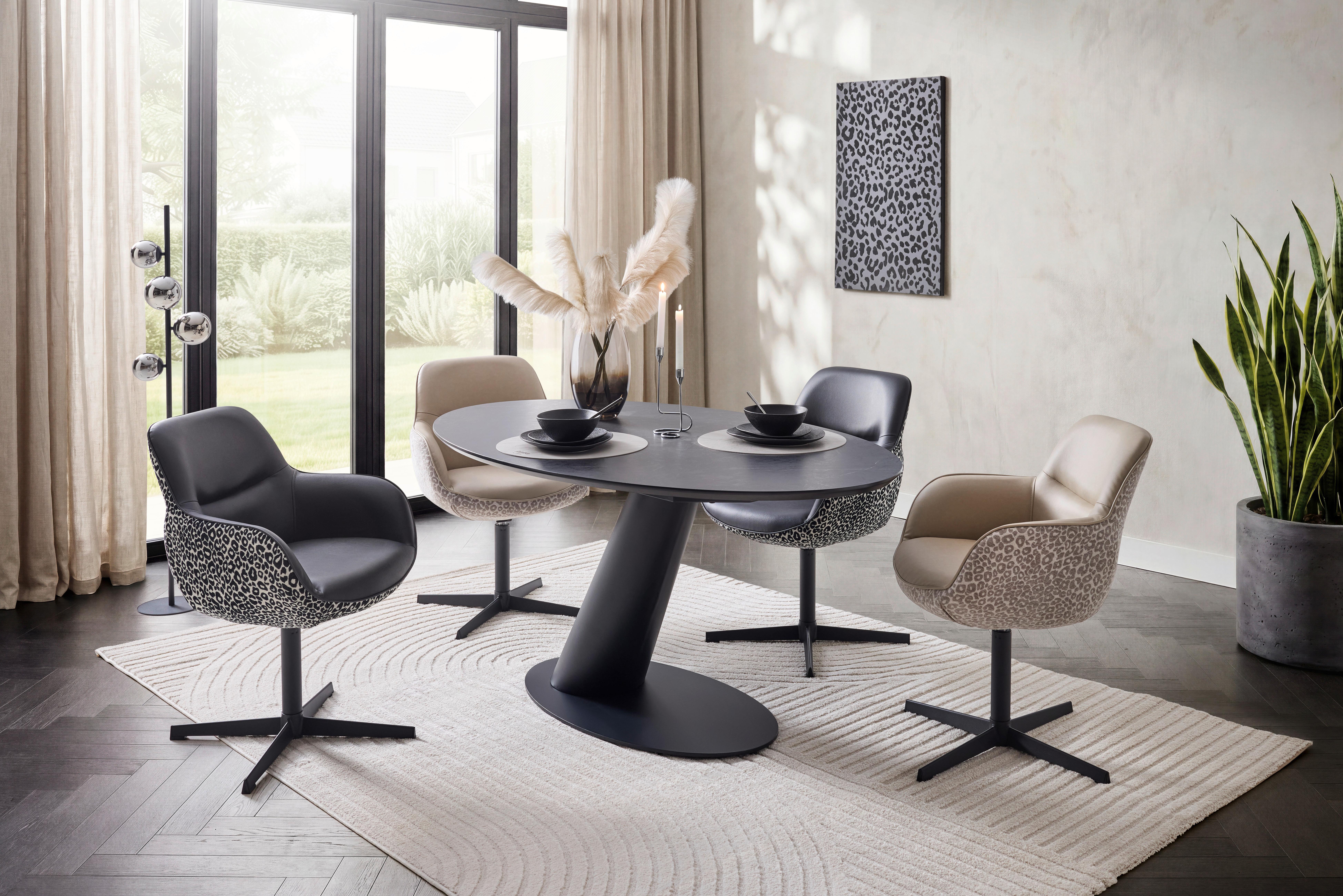 STOL MED ARMSTÖD LEONA - vit/svart, Design, metall/textil (61/87/63cm) - Mömax