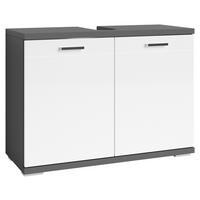 Waschbeckenunterschrank Nebraska B: 80cm Anthrazit - Chromfarben/Weiß Hochglanz, MODERN, Holzwerkstoff/Metall (80/59/31,5cm) - MID.YOU
