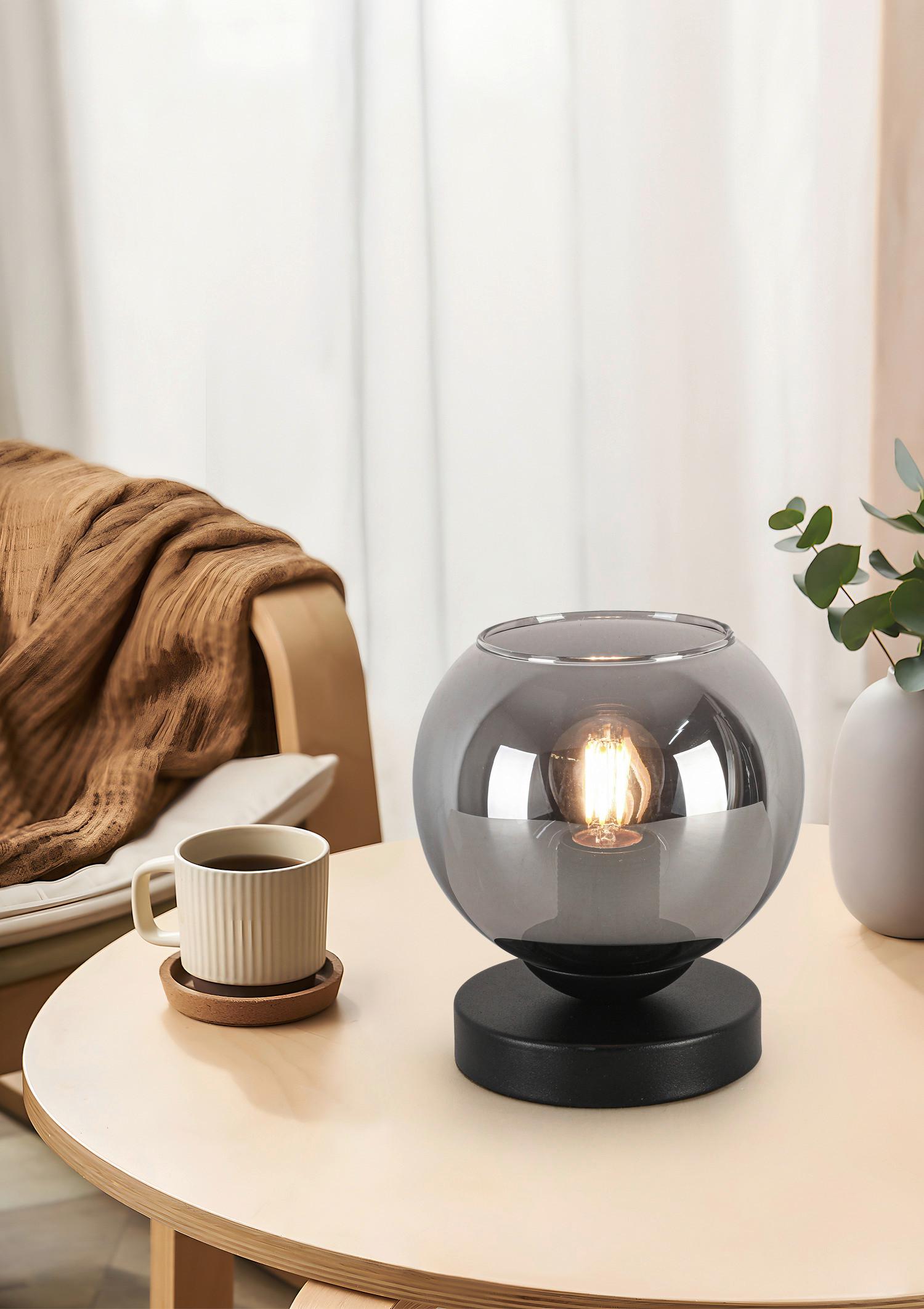 Tischleuchte Luffoo in Chromfarben max. 40 Watt - Chromfarben/Schwarz, Modern, Glas/Kunststoff (15/17,5cm) - Modern Living