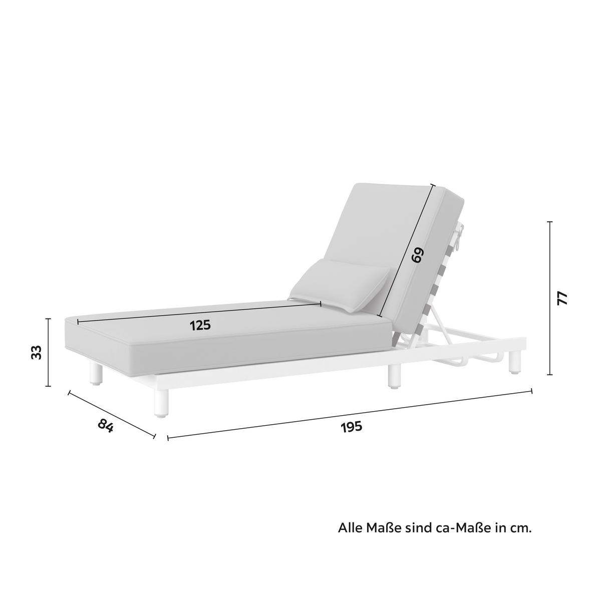 Vrtni Ležalnik Marina, Siva - siva, Moderno, kovina/tekstil (195/30/84cm) - Bessagi Garden