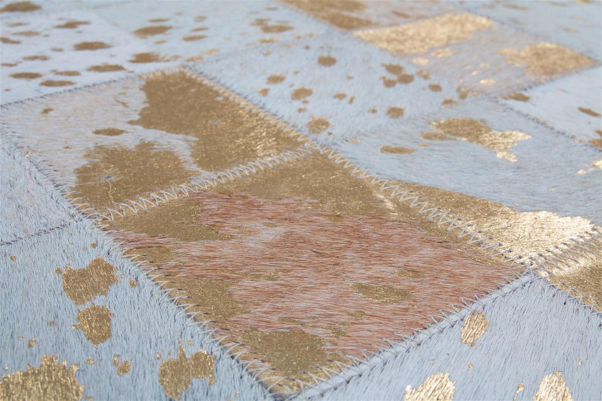 FLACHWEBETEPPICH LAVISH 210 ELFENBEIN / GOLD - Goldfarben/Creme, Basics, Leder (80/150cm) - Kayoom