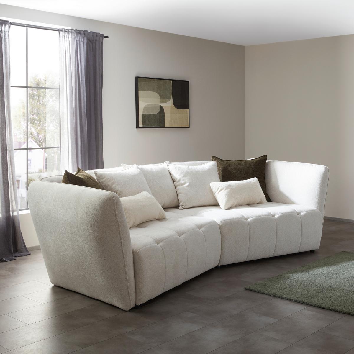 Bigsofa Sofi in Creme - Dunkelgrün/Creme, MODERN, Textil (294/93/152cm) - Premium Living
