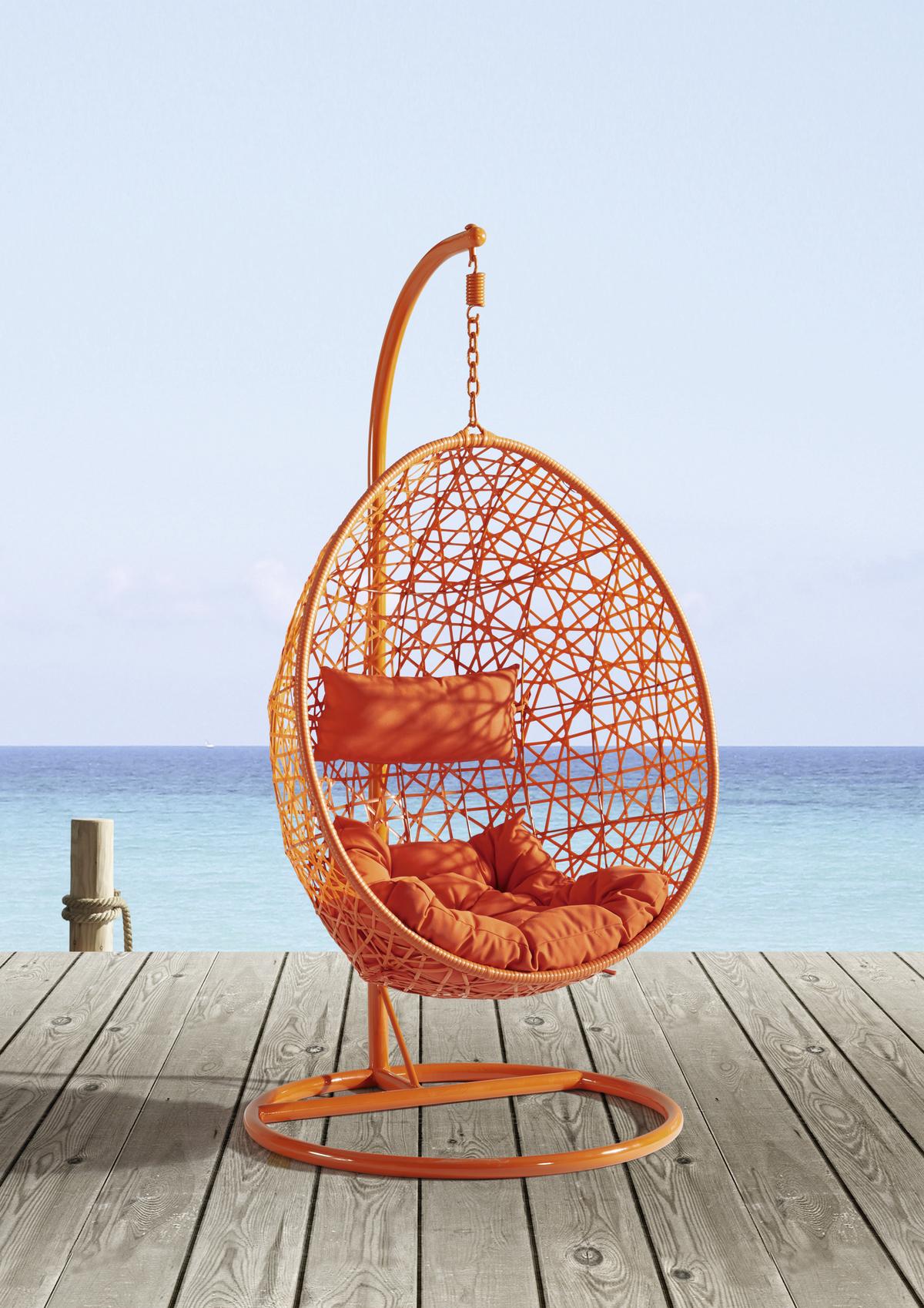 Fotoliu suspendat Mara - portocaliu, plastic/metal (95/190/95cm) - Modern Living