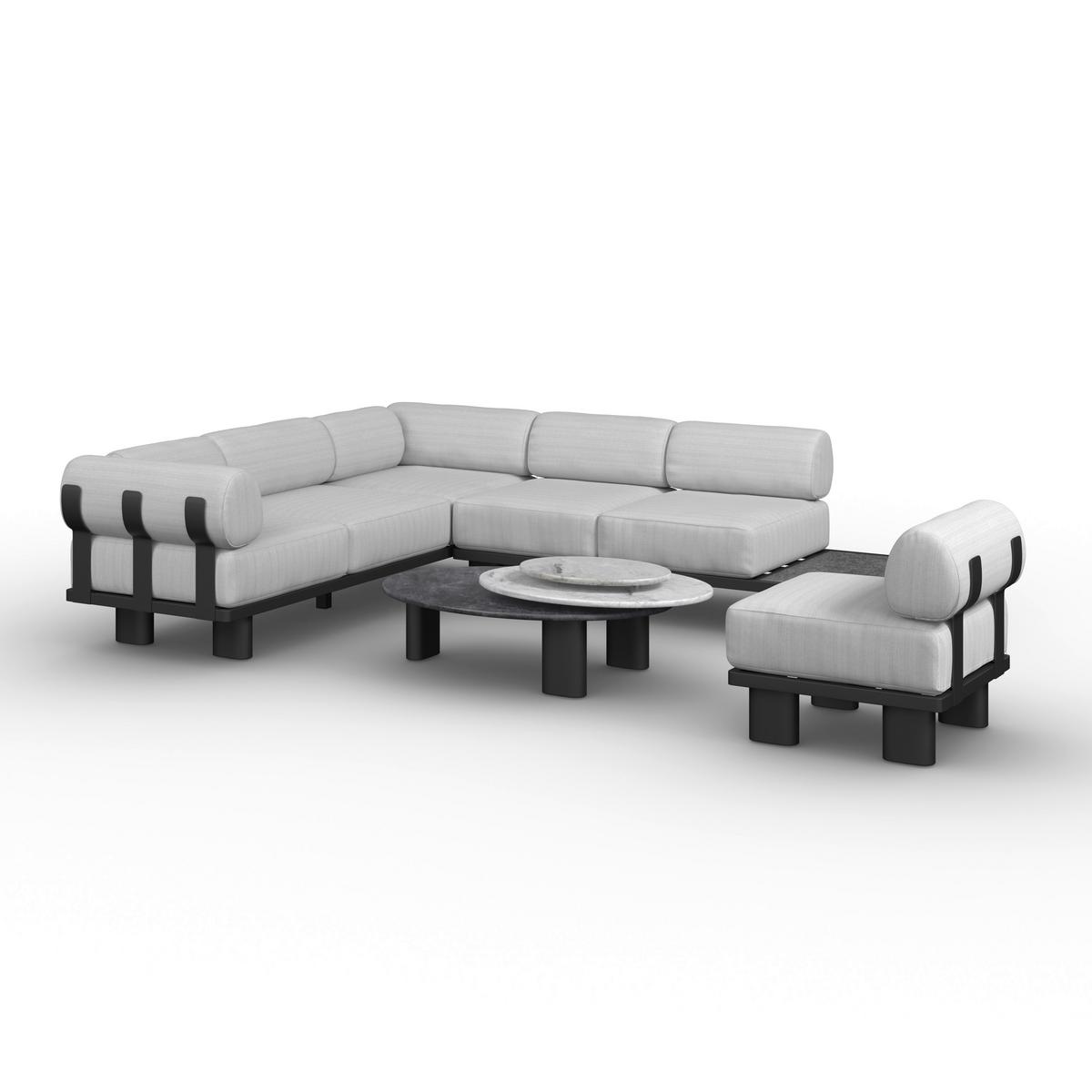 Loungegarnitur Lumea Hellgrau Outdoorstoff/Metall/Polywood - Dunkelgrau/Hellgrau, MODERN, Kunststoff/Textil - Bessagi Garden