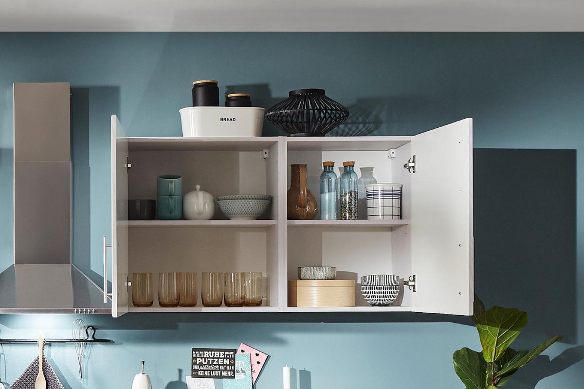 Eckküche Anton Landhaus ohne Geräte ca. 310x172cm Weiß - Wildeiche/Edelstahlfarben, Basics, Holzwerkstoff/Metall (310/172cm) - Respekta