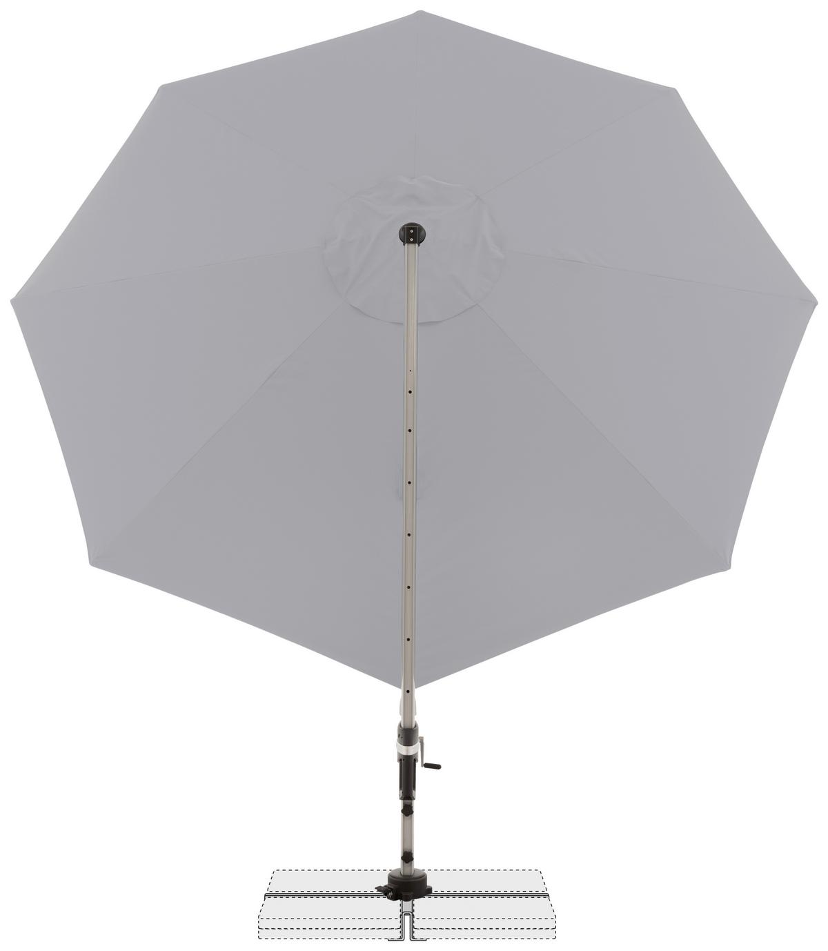 Ampelschirm Active Hellgrau ca. 370cm - Silberfarben/Hellgrau, Basics, Textil/Metall (370cm) - Doppler