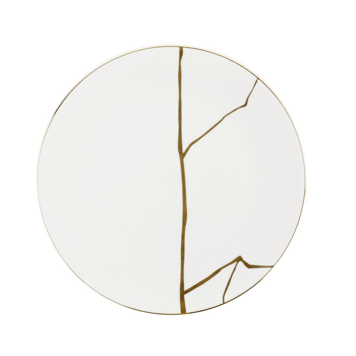 Plitvi Krožnik Onix - zlate barve/bela, Moderno, keramika (27cm) - Mömax